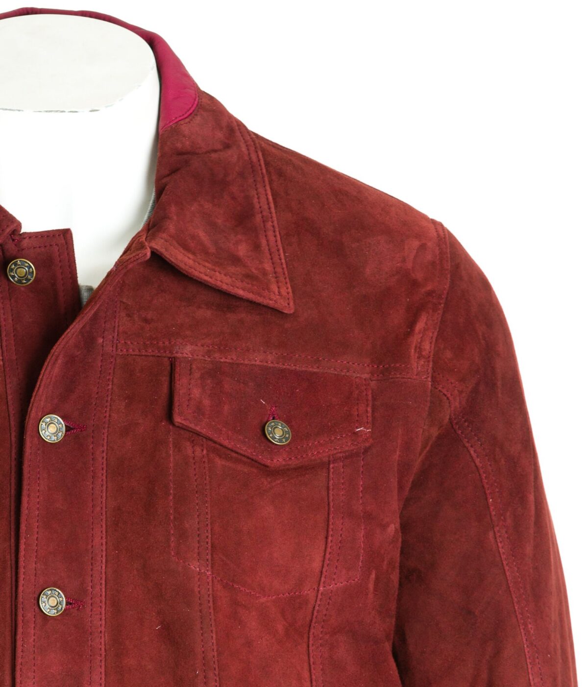 Men’s Burgundy Denim Style Suede Jacket – Billy Impex